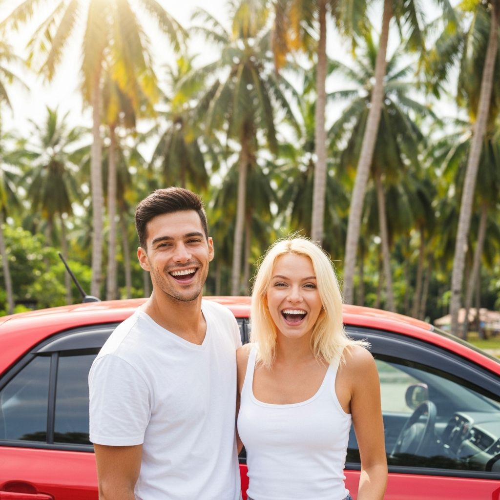 Happy tourists in Thailand